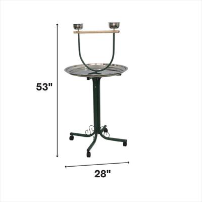 Show full view: A&E Cage Company T-Bird Stand with Casters & Stainless Steel Dishes, Black slide 2 of 2