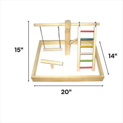 Show full view: A&E Cage Company Wood Tabletop Bird Play Station, Tan slide 2 of 2