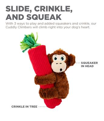 Show full view: Outward Hound Cuddly Climbers Monkey Plush Dog Toy, Brown, Small slide 5 of 9