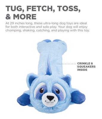 Show full view: Outward Hound Longidudes Raccoon Squeaky Plush Dog Tug Toy slide 4 of 8