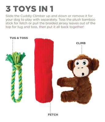 Show full view: Outward Hound Cuddly Climbers Monkey Plush Dog Toy, Brown, Small slide 4 of 9