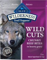 Blue Buffalo Wilderness Trail Toppers Wild Cuts High-Protein & Grain-Free Chunky Beef Bites in Hearty Gravy Wet Dog Food, 3-oz, case of 24