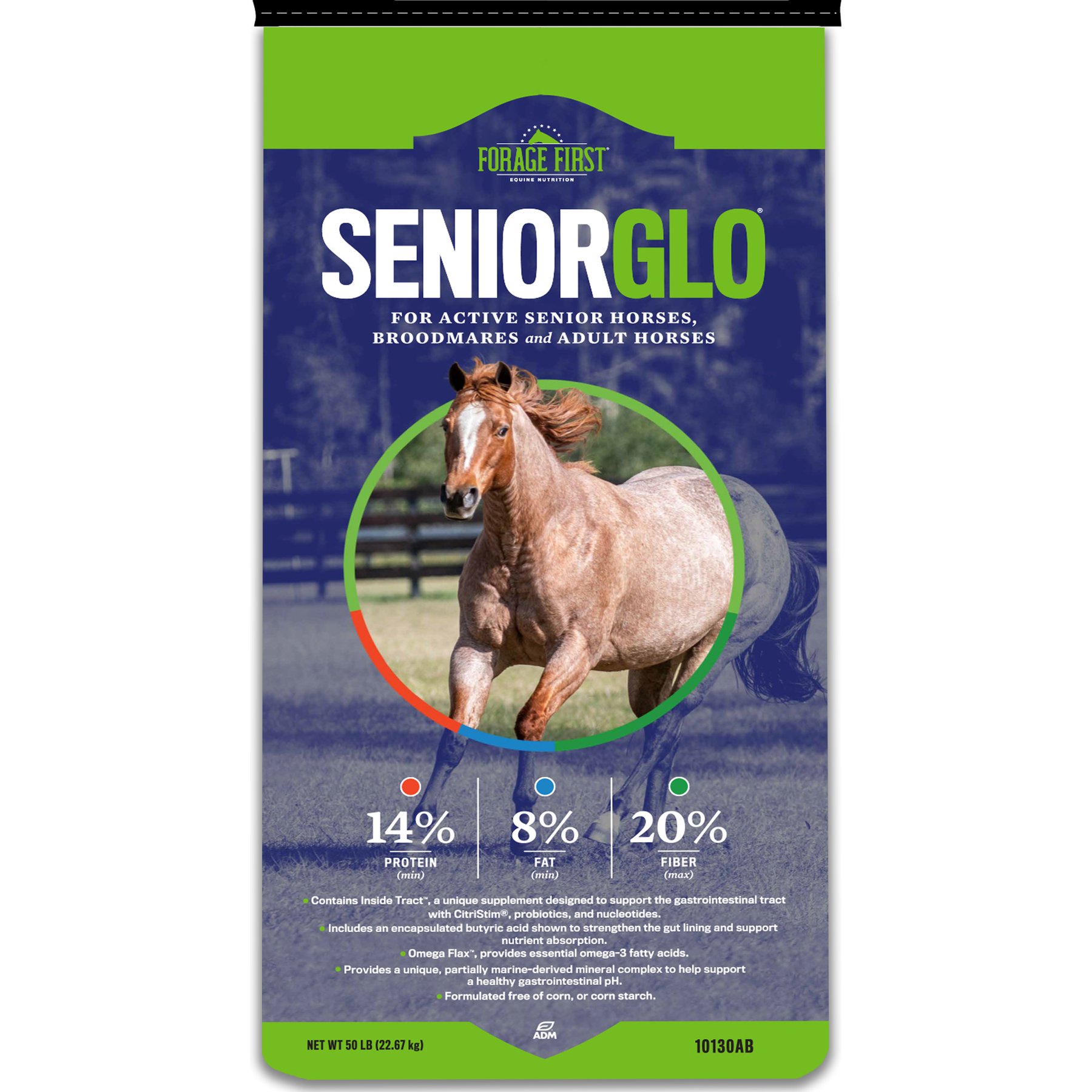 ADM Forage First SeniorGlo Horse Feed, 50-lb bag