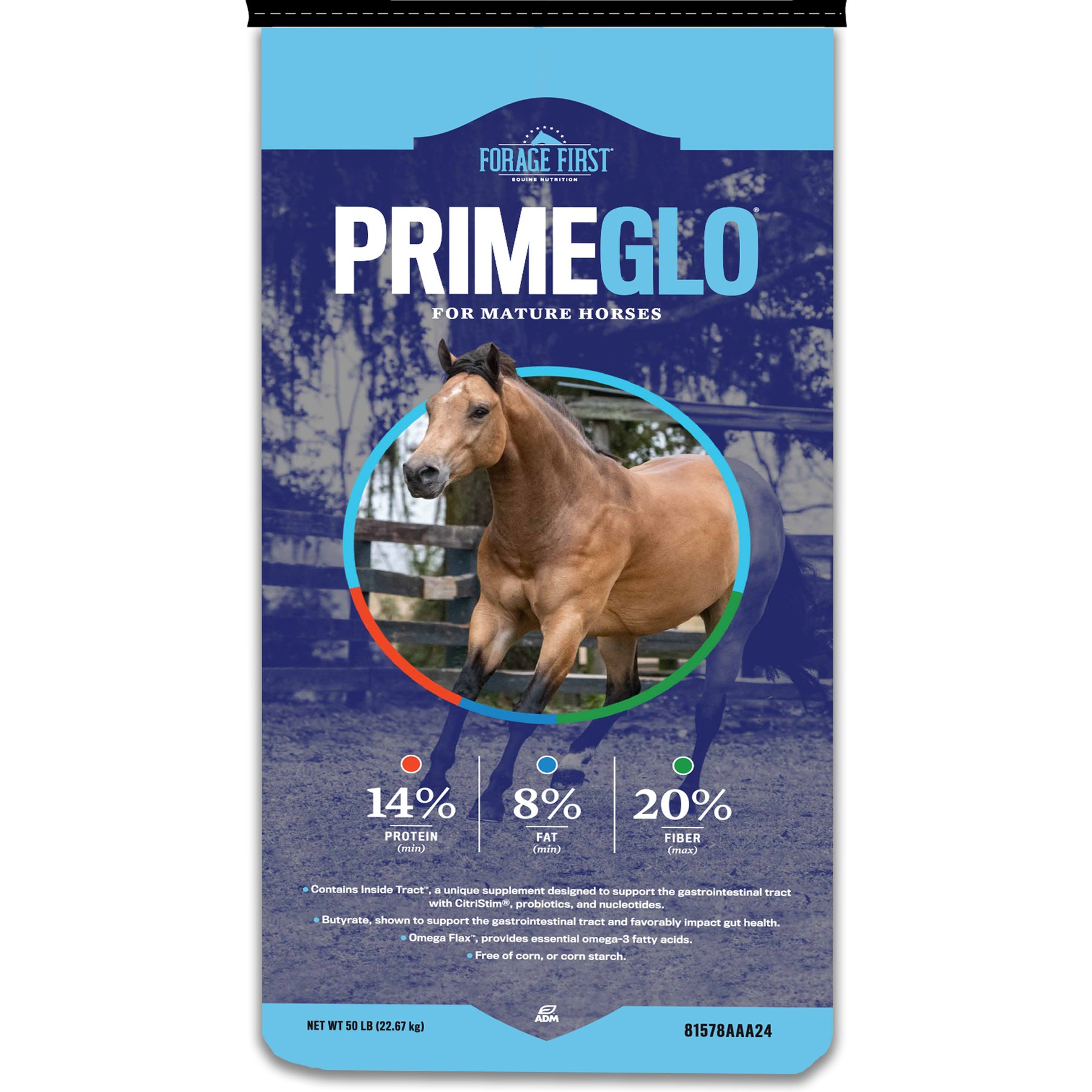 ADM PRIMEGLO Forage First Premium Nutrition Mature Horse Feed, 50-lb bag