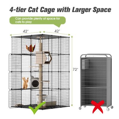 Show full view: Coziwow DIY 4-Door Large Cat Cage Playpen, Black, 72-in slide 5 of 11