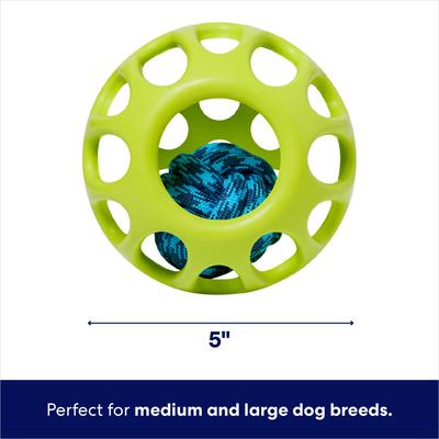 Show full view: Frisco Fetch Rubber with Rope Ball Dog Toy, Medium/Large slide 2 of 9