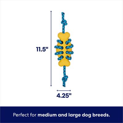 Show full view: Frisco Fetch Rubber Bone with Rope Dog Toy, Medium/Large slide 3 of 11
