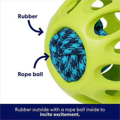 Show full view: Frisco Fetch Rubber with Rope Ball Dog Toy, Medium/Large slide 3 of 9