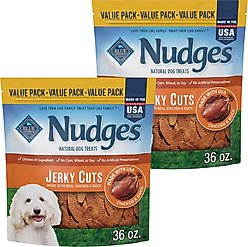 Blue Buffalo Nudges Jerky Cuts Chicken & Duck Dog Treats, 36-oz bag, bundle of 2