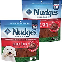 Blue Buffalo Nudges Jerky Cuts Beef Dog Treats, 16-oz bag, bundle of 2
