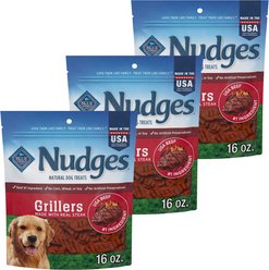 Blue Buffalo Nudges Grillers Steak Natural Dog Treats, 16-oz bag, bundle of 3 slide 1 of 9
