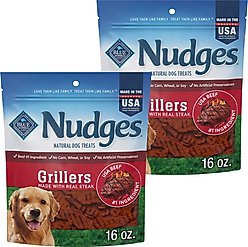 Blue Buffalo Nudges Grillers Steak Natural Dog Treats, 16-oz bag, bundle of 2