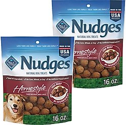 Blue Buffalo Nudges Homestyle Beef & Rice Natural Dog Treats, 16-oz bag, 32-oz bundle