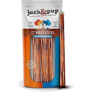 Jack & Pup Odor Free 12-inch Beef Bully Stick Dog Chews, 5 count