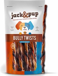 Jack & Pup 12-inch Twisted Beef Bully Stick Dog Chews, 15 count