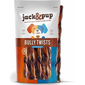 Jack & Pup 12-inch Twisted Beef Bully Stick Dog Chews, 15 count