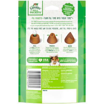 Show full view: Greenies Pill Pockets Feline Catnip Flavor Natural Soft Adult Cat Treats, 1.6-oz pouch, 45 count slide 3 of 11