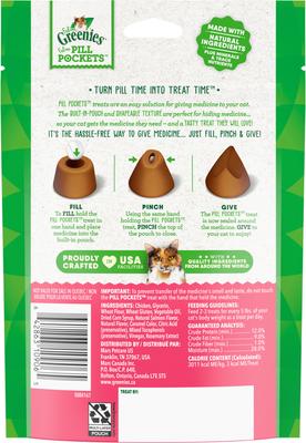 Show full view: Greenies Pill Pockets Feline Natural Salmon Flavor Soft Adult Cat Treats, Salmon Flavor, 85 count slide 3 of 12