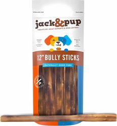 Jack & Pup Odor Free 12-inch Beef Bully Stick Dog Chews, 18 count