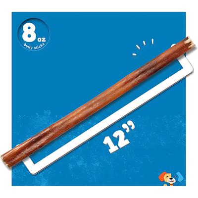 Show full view: Jack & Pup Odor Free 12-inch Beef Bully Stick Dog Chews, 8-oz bag, package count varies slide 4 of 8