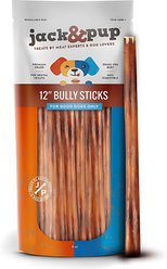Jack & Pup Odor Free 12-inch Beef Bully Stick Dog Chews, 8-oz bag, package count varies