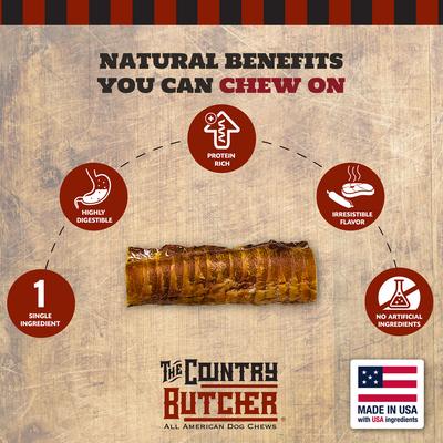 Show full view: The Country Butcher Beef Trachea Tubes Dog Treats, 6-in, 2 count slide 4 of 8