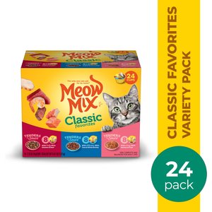 Meow Mix Classic Favorites Tenders in Sauce Variety Pack Wet Cat Food, 2.75-oz cup, case of 24