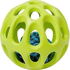 Frisco Fetch Rubber with Rope Ball Dog Toy, Medium/Large