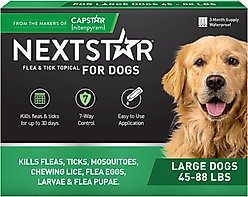 NextStar Flea & Tick Topical Treatment for Large Dogs, 45-88 lbs, 3 Doses (3-mos. supply)