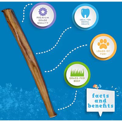 Show full view: Jack & Pup Odor Free 12-inch Jumbo Beef Bully Sticks Dog Treats Chews, 3 count slide 3 of 8