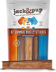 Jack & Pup Odor Free 6-inch Jumbo Beef Bully Sticks Dog Chews, 12 count