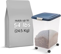 IRIS WeatherPro Airtight Dog, Cat & Bird Food Storage Container, Navy, 50-lb