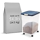 IRIS WeatherPro Airtight Dog, Cat, Bird & Small-Pet Food Storage Bin Container with Attachable Casters, Navy, 50-lb