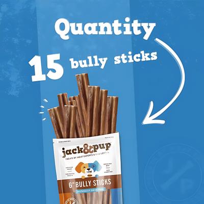 Show full view: Jack & Pup Odor Free 6-inch Thick Beef Bully Stick Dog Chews, 15 count slide 6 of 9