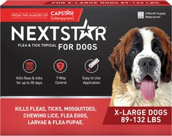 NextStar Flea & Tick Spot Treatment for X-Large Dogs, 89-132 lbs, 3 Doses (3-mos. supply)
