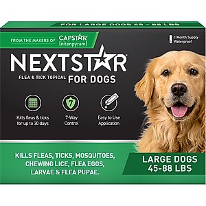 NextStar Flea & Tick Topical Treatment for Large Dogs, 45-88 lbs, 1 Dose (1-mos. supply)