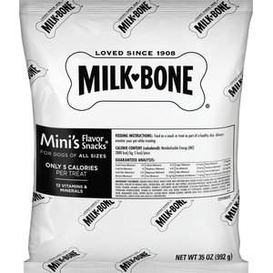 Milk-Bone Mini's Flavor Snacks Beef, Chicken & Bacon Flavored Biscuit Dog Treats, 35-oz, case of 2