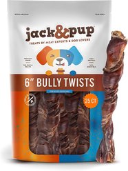 Jack & Pup 6-inch Twisted Beef Bully Stick Dog Chews, 25 count