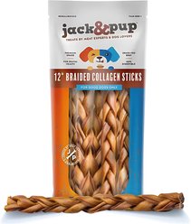 Jack & Pup 12-inch Beef Braided Collagen Sticks Dog Chews, 8 count