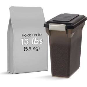 IRIS WeatherPro Airtight Attachable Wheels Dog, Cat & Bird Food Storage Container, Smoke/Black, 12.5-lb/15-qt