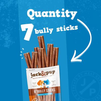 Show full view: Jack & Pup Odor Free 6-inch Standard Beef Bully Stick Dog Chews, 7 count slide 6 of 8