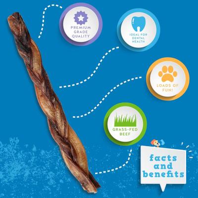 Show full view: Jack & Pup Odor Free 12-inch Braided Beef Bully Stick Dog Chews, 3 count slide 3 of 8