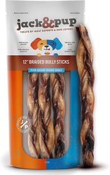 Jack & Pup Odor Free 12-inch Braided Beef Bully Stick Dog Chews, 3 count