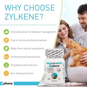Vetoquinol Zylkene 75-mg Capsules Calming Supplement for Small Dogs & Cats, 30 count