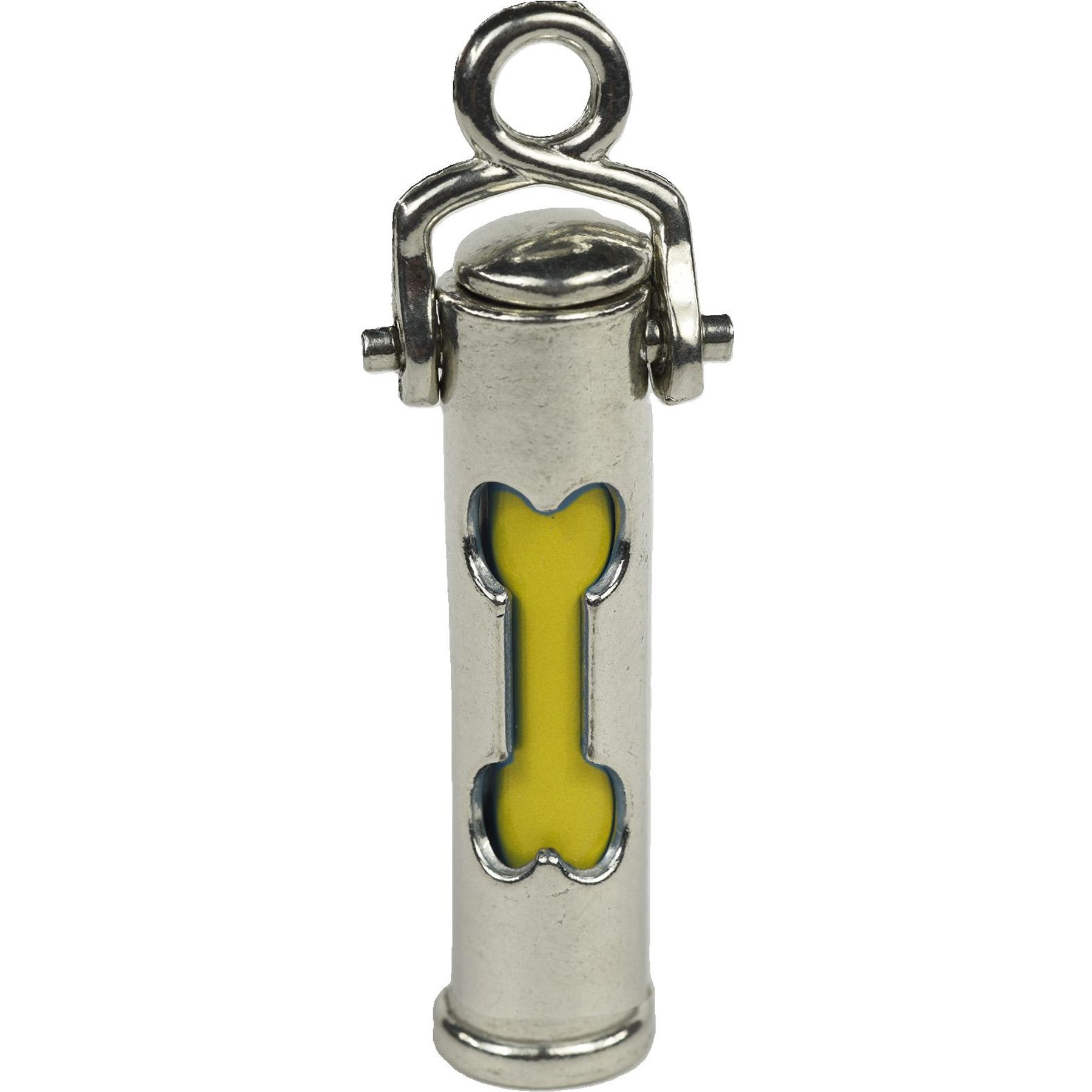 The Key Chain Urn Company Dog Bone Design Keepsake Urn, Silver/Yellow