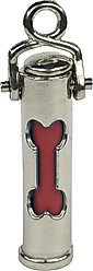 The Key Chain Urn Company Dog Bone Design Keepsake Urn, Silver/Red