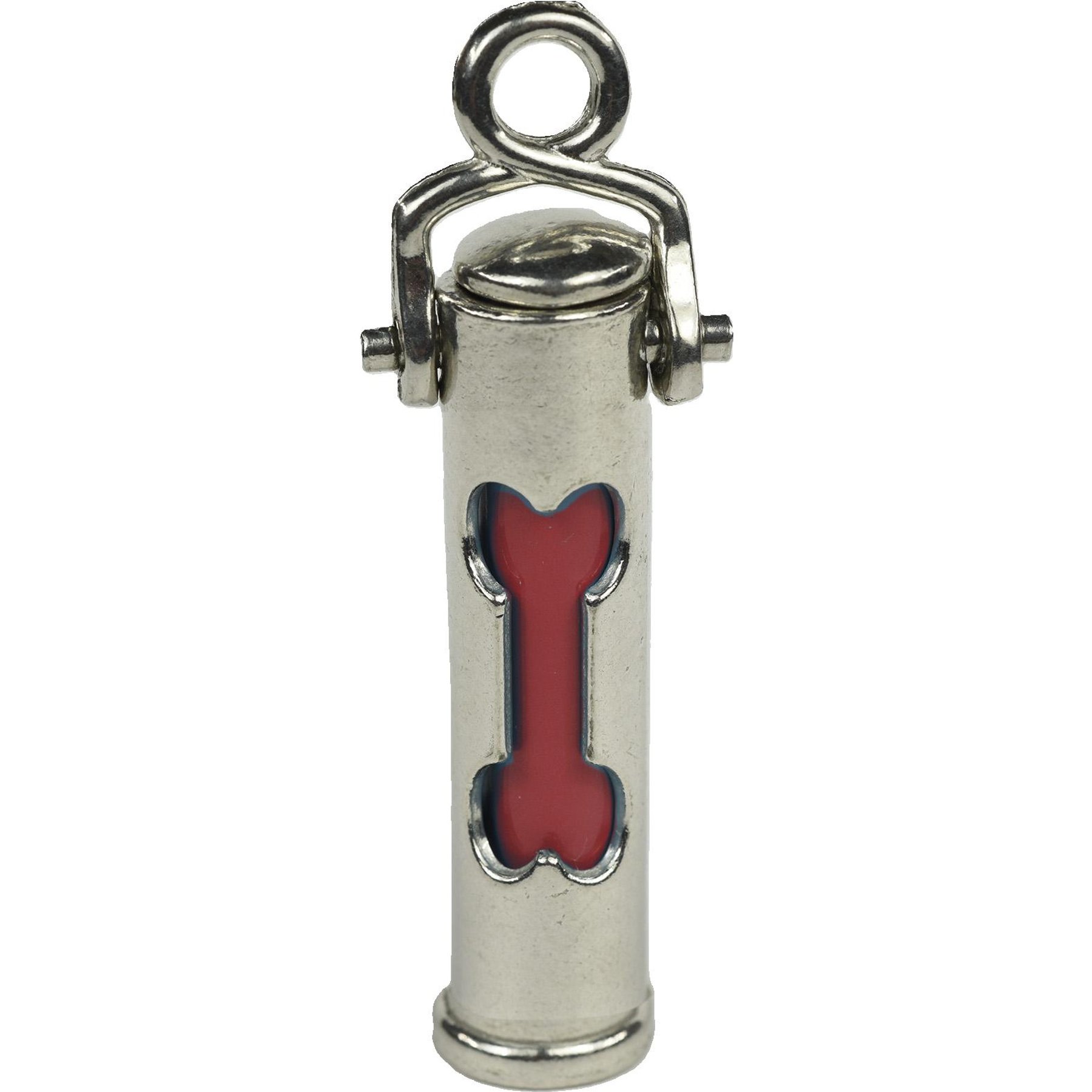 The Key Chain Urn Company Dog Bone Design Keepsake Urn, Silver/Red