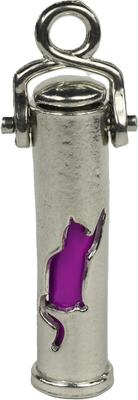 Show full view: The Key Chain Urn Company Cat Design Keepsake Urn, Silver/Purple slide 2 of 9