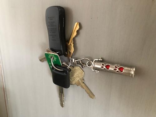 Show full view: The Key Chain Urn Company Paw Print Design Keepsake Urn, Silver/Black slide 4 of 9