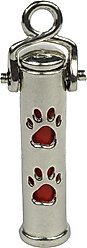 The Key Chain Urn Company Paw Print Design Keepsake Urn, Silver/Red